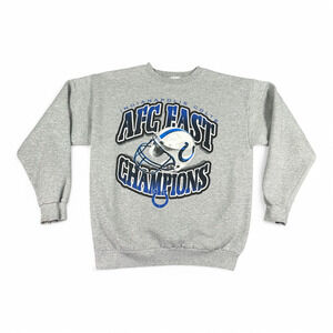 Vintage Indianapolis Colts Sweater Adult MEDIUM Gray AFC East Champions NFL 90s